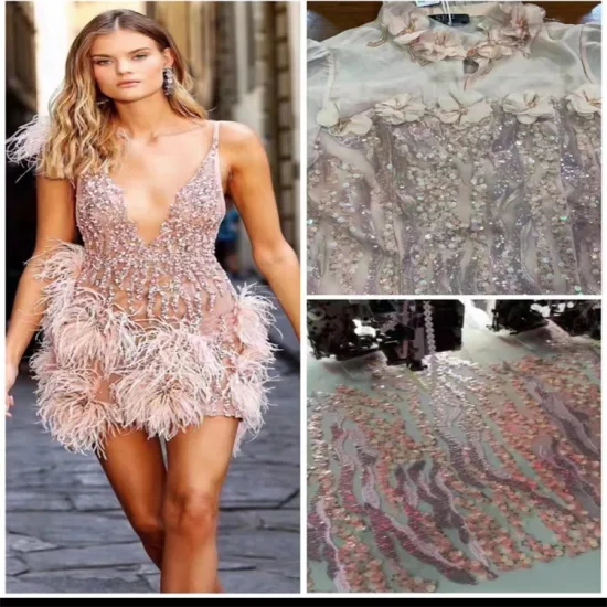 Tessuti di pizzo ricamati di design di alta qualità alla moda per abiti da festa